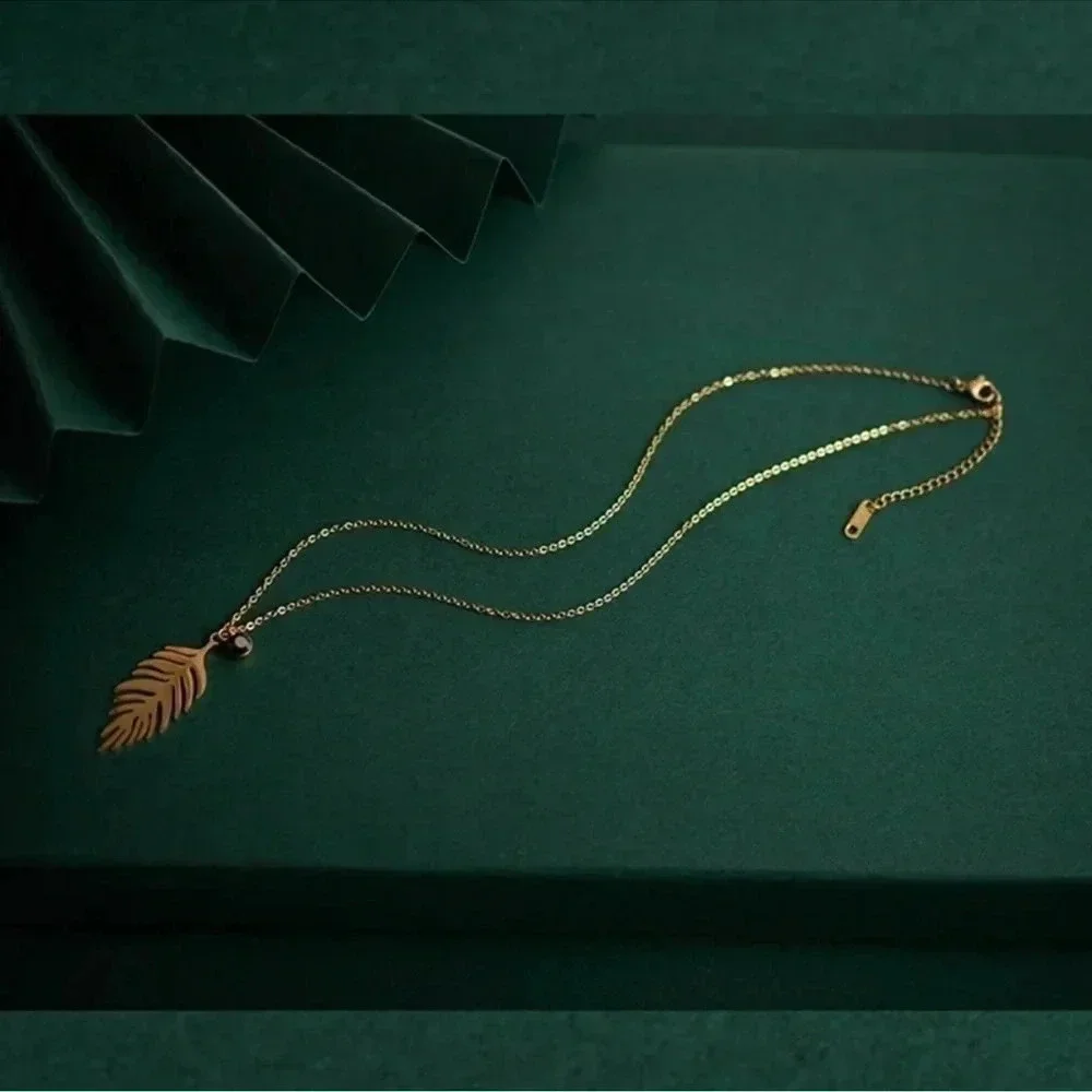 Palm Leaf Necklace Summer Beach Gold Boho 18k Gold